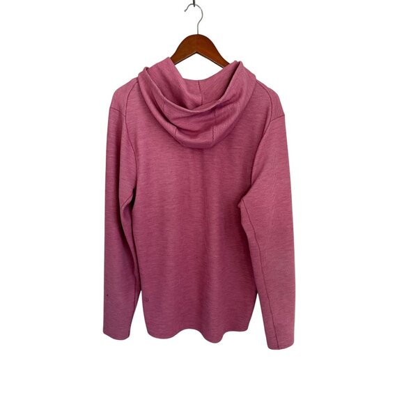 Lululemon Mens Washed Pink Waffle-Knit Hoodie Long Sleeve Pullover Lightweight C - Picture 7 of 8
